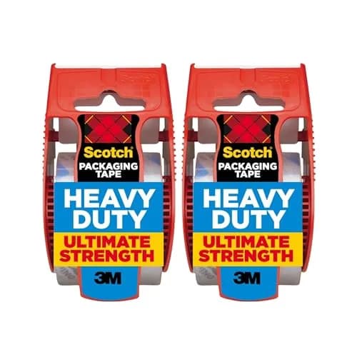 Scotch Heavy Duty Shipping Packing Tape Clear 1.88 in. x 22.2 yd. 2 Rolls with Dispensers | Industrial-Strength Adhesive for Boxes thumbnail 1