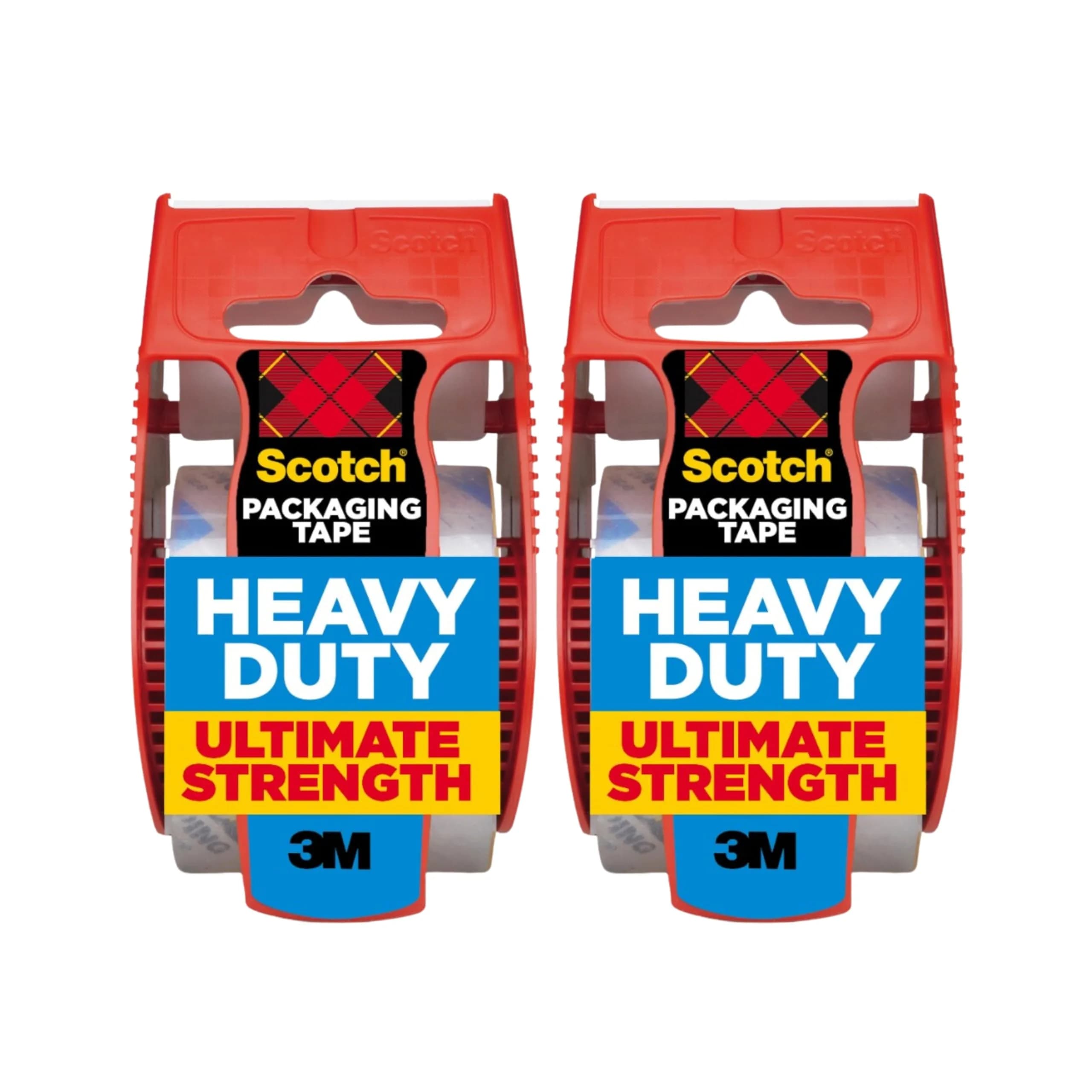 Scotch Heavy Duty Shipping Packing Tape Clear 1.88 in. x 22.2 yd. 2 Rolls with Dispensers | Industrial-Strength Adhesive for Boxes - main product image