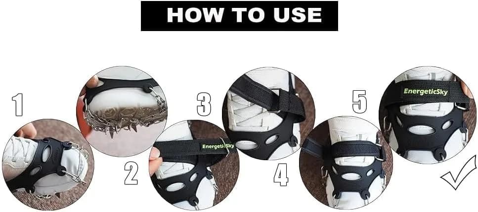 EnergeticSky Ice Traction Cleats Stainless Steel Spikes | Durable Snow & Ice Ground Boots (US 6-13) thumbnail 6
