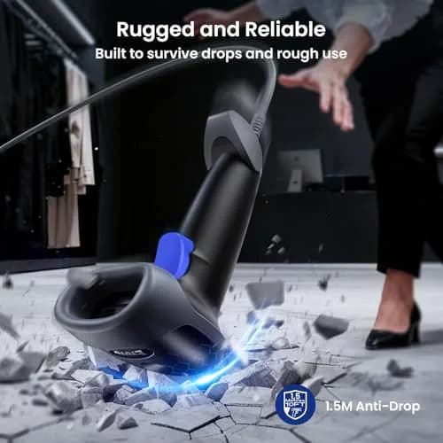 Eyoyo EY-H2 USB Handheld 2D QR Code Scanner 1.8m Cable | Scans Paper & Screen Barcodes thumbnail 2