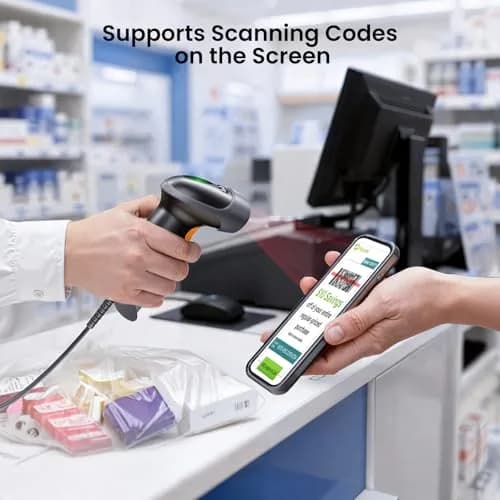 Eyoyo 2D Handheld USB QR Code Scanner | Wired Barcode Reader for POS & Inventory (70-120 chars) thumbnail 4