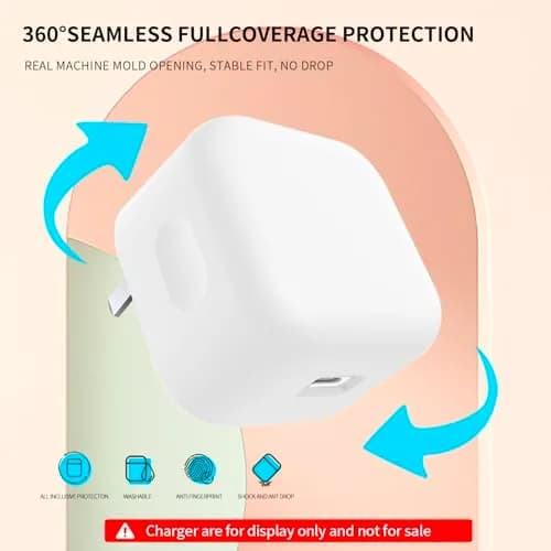 Seanai White Soft Silicone Charger Case for Apple 40W Dynamic Power Adapter | 2-Pack, 60W Max Compatible thumbnail 3