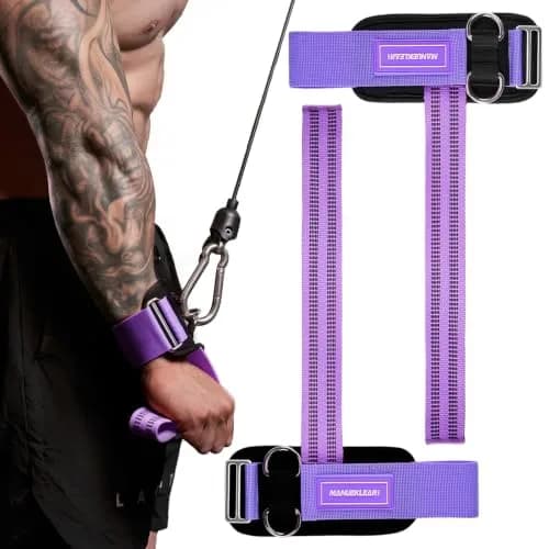 M MANUEKLEAR Purple Lifting Straps with D-Rings for Weightlifting & Gym Workouts, Medium (15.5-19cm Wrist) | Secure Grip for Pull-ups, Deadlifts, Rows — Purple