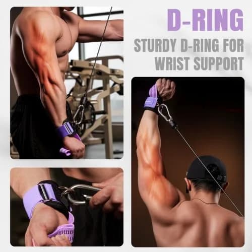 M MANUEKLEAR Purple Lifting Straps with D-Rings for Weightlifting & Gym Workouts, Medium (15.5-19cm Wrist) | Secure Grip for Pull-ups, Deadlifts, Rows thumbnail 5
