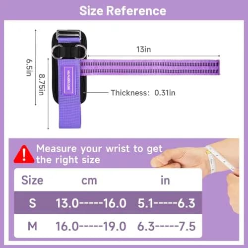 M MANUEKLEAR Purple Lifting Straps with D-Rings for Weightlifting & Gym Workouts, Medium (15.5-19cm Wrist) | Secure Grip for Pull-ups, Deadlifts, Rows thumbnail 2