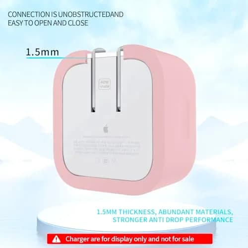 Seanai Pink Silicone Charger Cover for Apple 40W Dynamic Power Adapter 2-Pack | Protects Your Charger thumbnail 4