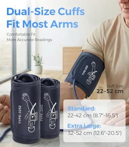 YONLO Automatic Upper Arm Blood Pressure Monitor | 3 Users, 199 Readings, Dual Cuffs (9-17" & 13-21") thumbnail 5