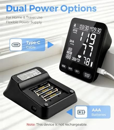 YONLO Automatic Upper Arm Blood Pressure Monitor | 3 Users, 199 Readings, Dual Cuffs (9-17" & 13-21") thumbnail 7
