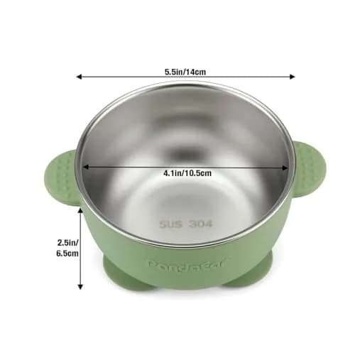 PandaEar Stainless Steel Baby Suction Bowls | Non-Slip, Unbreakable, Mess-Free (Blue Green Beige, With Lids) thumbnail 5