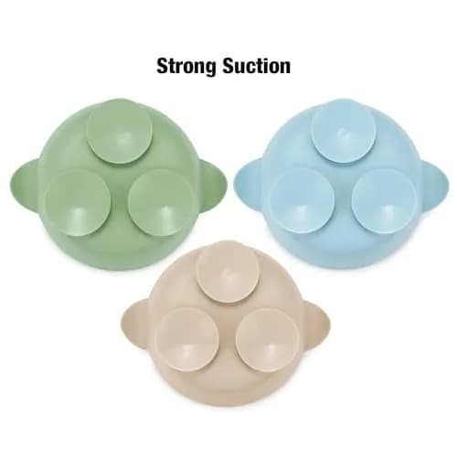 PandaEar Stainless Steel Baby Suction Bowls | Non-Slip, Unbreakable, Mess-Free (Blue Green Beige, With Lids) thumbnail 7