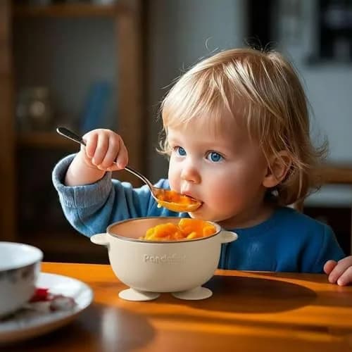 PandaEar Stainless Steel Baby Suction Bowls | Non-Slip, Unbreakable, Mess-Free (Blue Green Beige, With Lids) thumbnail 2
