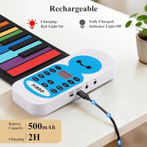 POGOLAB 49 Keys Roll Up Keyboard Piano | Portable Digital Electric Foldable Piano with LED Display for Beginners thumbnail 5