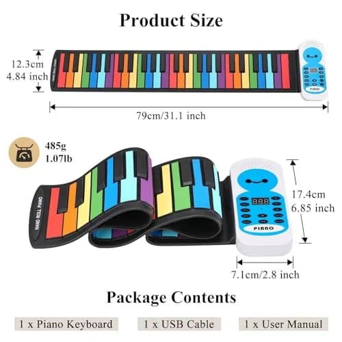 POGOLAB 49 Keys Roll Up Keyboard Piano | Portable Digital Electric Foldable Piano with LED Display for Beginners thumbnail 6