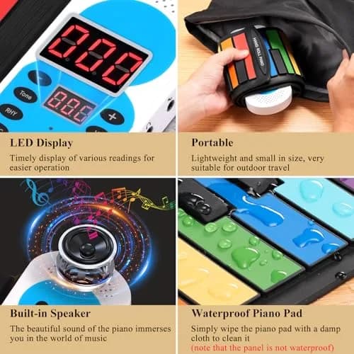 POGOLAB 49 Keys Roll Up Keyboard Piano | Portable Digital Electric Foldable Piano with LED Display for Beginners thumbnail 4
