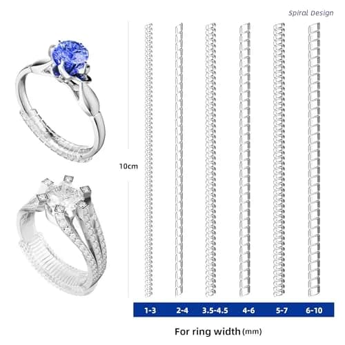 ELETIUO Silver Ring Size Adjuster & Reducer | Invisible Spiral & Metal Guard for Loose Rings thumbnail 2
