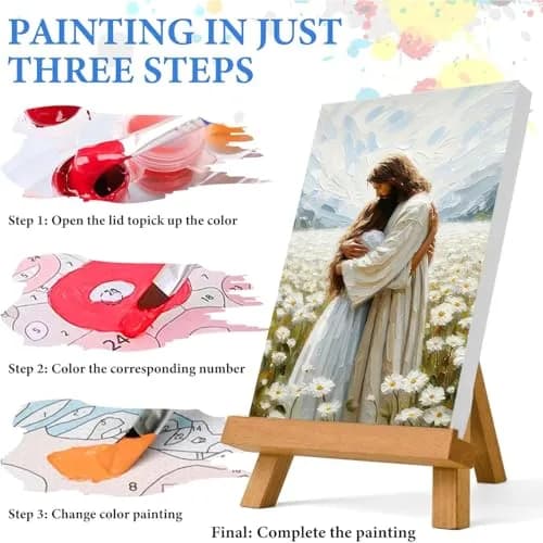 Fairyland JinWenn Jesus Christian Paint by Numbers Kit for Adults Canvas | Easy Beginner Art Craft Kit 40x50 cm (16x20 inches) thumbnail 7