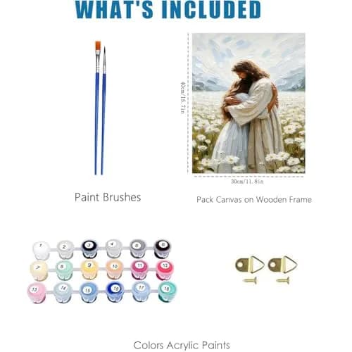 Fairyland JinWenn Jesus Christian Paint by Numbers Kit for Adults Canvas | Easy Beginner Art Craft Kit 40x50 cm (16x20 inches) thumbnail 4