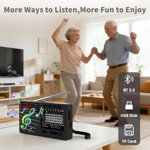 XHDATA D368 Portable AM FM Shortwave Radio with DSP Chip, 2000mAh Battery, Dark Grey | Global Broadcast Receiver thumbnail 5