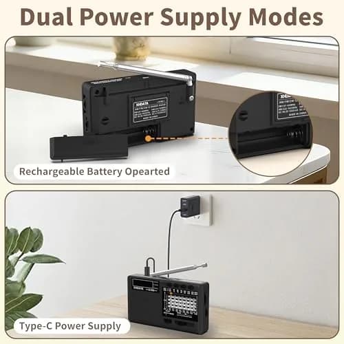 XHDATA D368 Portable AM FM Shortwave Radio with DSP Chip, 2000mAh Battery, Dark Grey | Global Broadcast Receiver thumbnail 6
