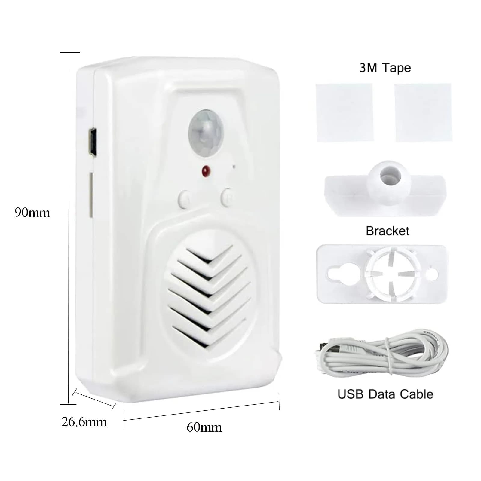 XYszpcgs PIR Motion Sensor Activated Sound Player Speaker with USB Cable, Download Your Own MP3 Audio Files (White, 2 Pcs) - view 6
