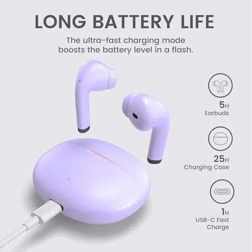 yobola Wireless Earbuds for Samsung Galaxy Ultra Comfort Bluetooth 5.4 Headphones, Purple, IPX7 Waterproof thumbnail 5