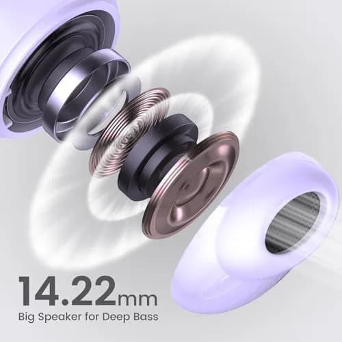 yobola Wireless Earbuds for Samsung Galaxy Ultra Comfort Bluetooth 5.4 Headphones, Purple, IPX7 Waterproof thumbnail 3
