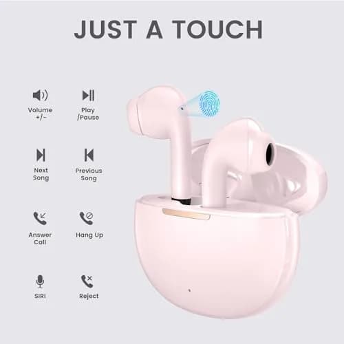 yobola Wireless Earbuds for Samsung Galaxy Ultra Comfort Bluetooth 5.4 Headphones with Charging Case, Pink thumbnail 4