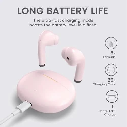 yobola Wireless Earbuds for Samsung Galaxy Ultra Comfort Bluetooth 5.4 Headphones with Charging Case, Pink thumbnail 5