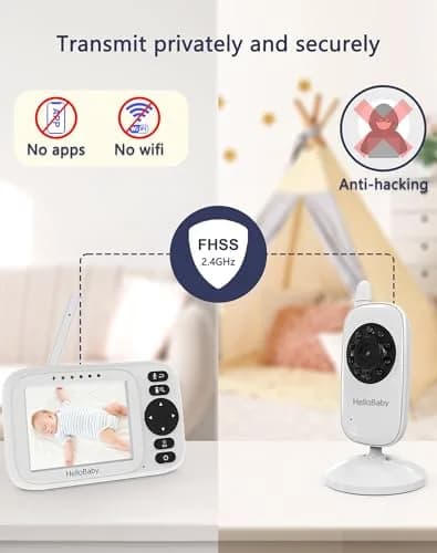 HelloBaby Video Baby Monitor with 2 Cameras & 3.2" Screen | No WiFi, 1000ft Range, Night Vision, Two-Way Talk thumbnail 7