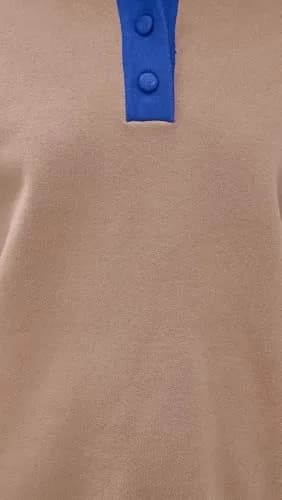BAUM UND PFERDGARTEN Women's Chira Pullover, Camel Blue Mix, M | Polo-style Milano knit, loose fit, classic look thumbnail 6
