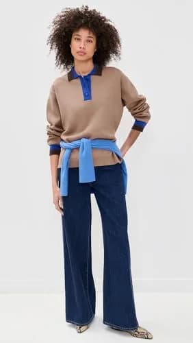 BAUM UND PFERDGARTEN Women's Chira Pullover XXS | Polo-Style Milano Knit, Loose Fit, Drop Shoulders thumbnail 5