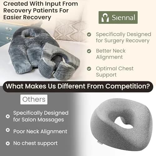 Siennal Face Down Pillow for Eye Surgery Recovery - CertiPUR-US® Shredded Memory Foam | Face Down Support for Vitrectomy & Retinal Surgery thumbnail 7