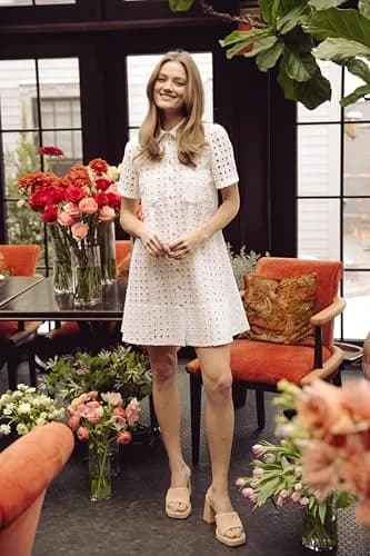 CeCe Collared Eyelet Button Down Dress | Breathable Cotton, Casual Fit, Perfect for Warm Days thumbnail 2