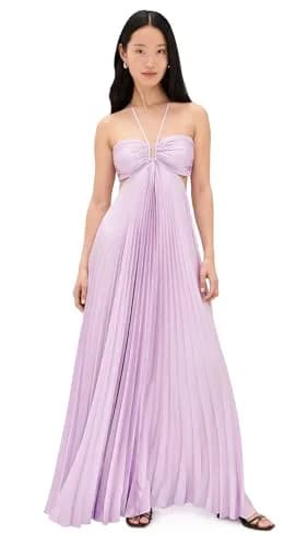 ALC Moira Dress, Lilac, Size 6 | Vintage Satin, Sunburst Pleats & Ruching (70-120 chars) thumbnail 1
