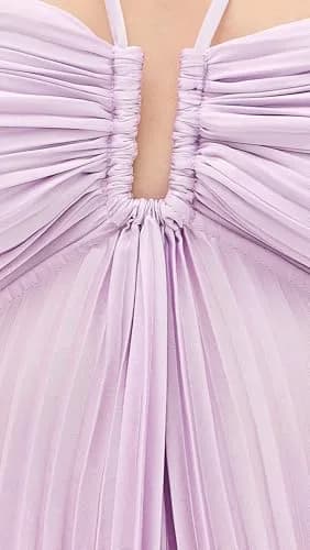 ALC Moira Dress, Lilac, Size 6 | Vintage Satin, Sunburst Pleats & Ruching (70-120 chars) thumbnail 6