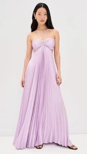 ALC Moira Dress, Lilac, Size 6 | Vintage Satin, Sunburst Pleats & Ruching (70-120 chars) thumbnail 2