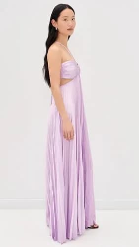 ALC Moira Dress, Lilac, 00 | Vintage Satin, Sunburst Pleats, Multi-Wear Straps thumbnail 4