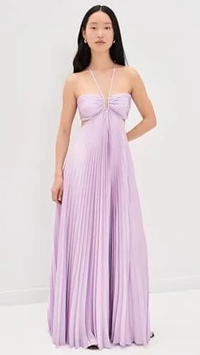 ALC Moira Dress, Lilac, 00 | Vintage Satin, Sunburst Pleats, Multi-Wear Straps thumbnail 5