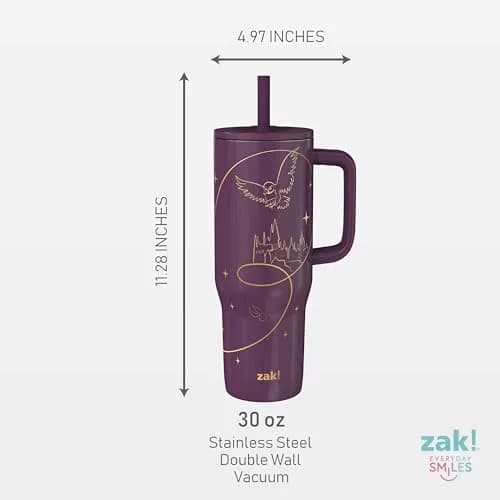 Zak Designs Harry Potter 30oz Insulated Stainless Steel Tumbler | Spill-Proof Travel Mug for Fans thumbnail 9