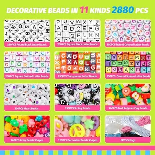 Simetufy Pony Beads Bracelet Kit 12000Pcs 48 Colors | Large Rainbow Bead Set for Kids & Crafts thumbnail 4