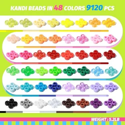 Simetufy Pony Beads Bracelet Kit 12000Pcs 48 Colors | Large Rainbow Bead Set for Kids & Crafts thumbnail 5