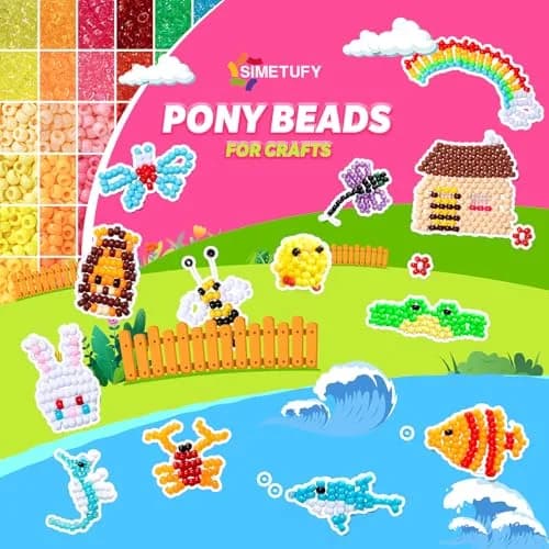 Simetufy Pony Beads Bracelet Kit 12000Pcs 48 Colors | Large Rainbow Bead Set for Kids & Crafts thumbnail 6