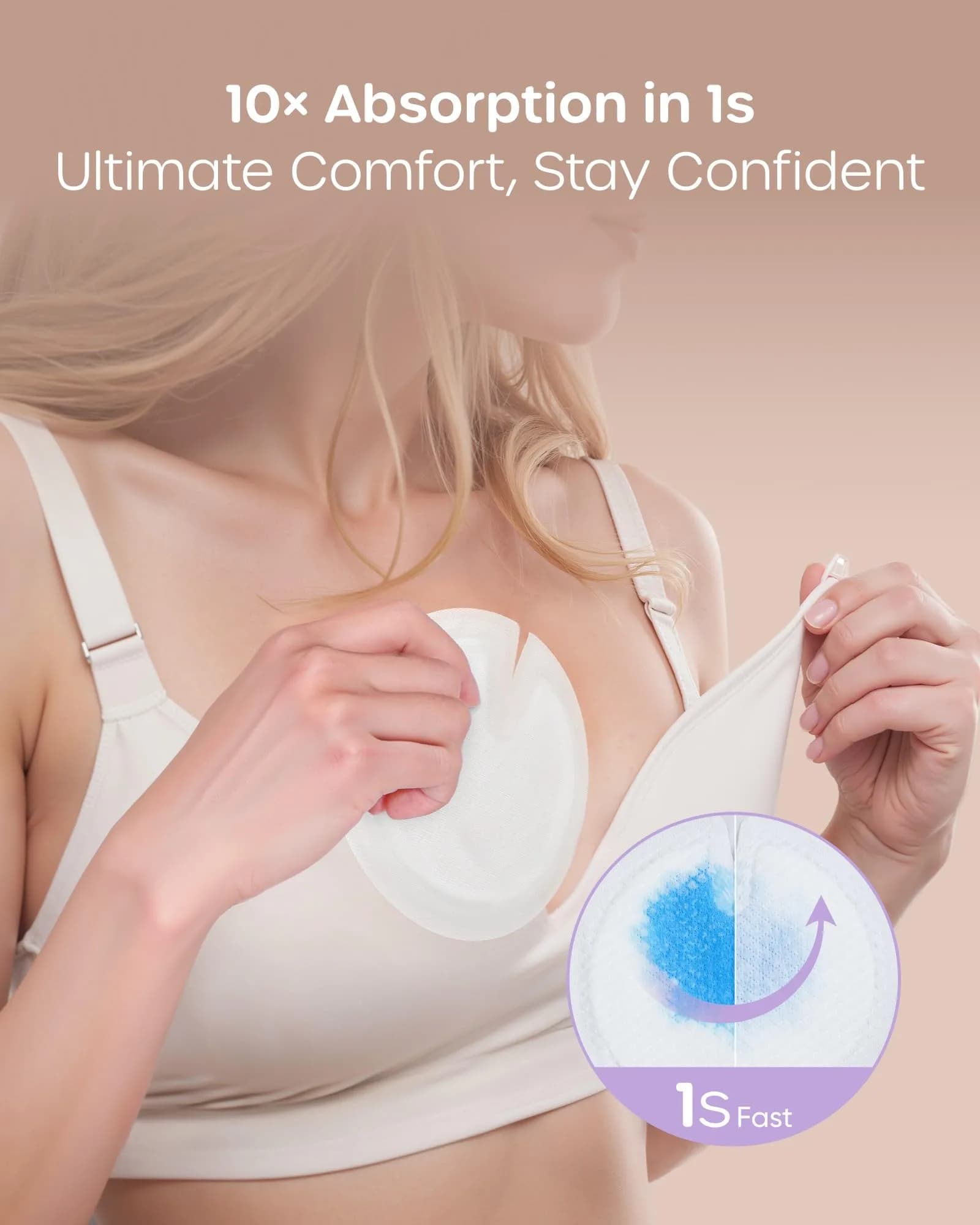 Nuliie Disposable Nursing Pads 200 Count | Super Absorbent & Featherlight Breast Pads for Leaking Milk - view 3