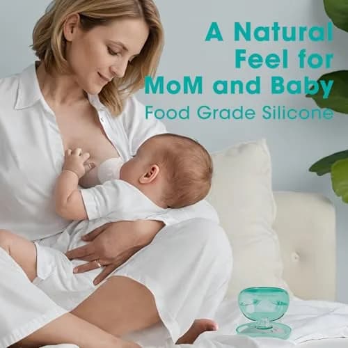 Cheri Baby Nipple Shield for Breastfeeding with Difficulty Sucking or Flat or Inverted Nipples, 2 Pair with Carrying Case, L-24mm thumbnail 2