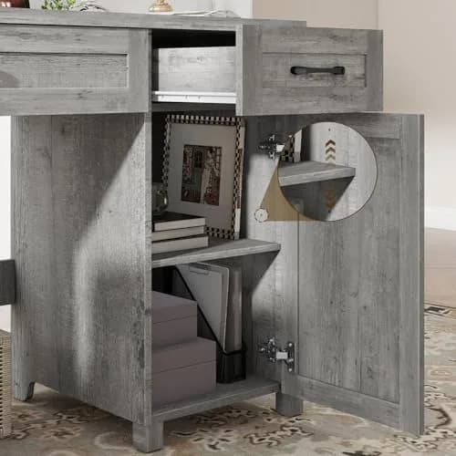 Halitaa Farmhouse 47" Executive Desk, Grey | Stylish Home Office Workstation thumbnail 4