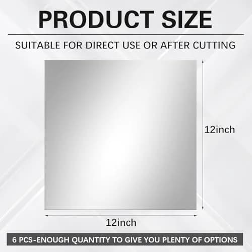 Yudlto Acrylic Two Way Mirror Sheets 12x12x0.04 Inch (6-Pack) | Shatter-Resistant See-Through Glass for Infinity Projects thumbnail 2