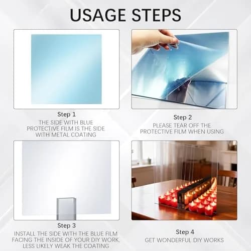 Yudlto Acrylic Two Way Mirror Sheets 12x12x0.04 Inch (6-Pack) | Shatter-Resistant See-Through Glass for Infinity Projects thumbnail 3