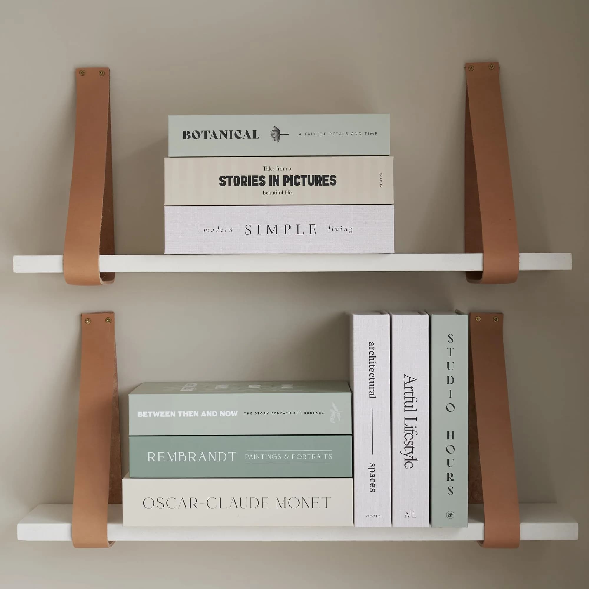 ZICOTO Decorative Faux Books Set of 9 | 24.1 cm (9.5") x 16.5 cm (6.5") x 5.1 cm (2") | Modern Sage & Beige Aesthetic Home Decor - view 5