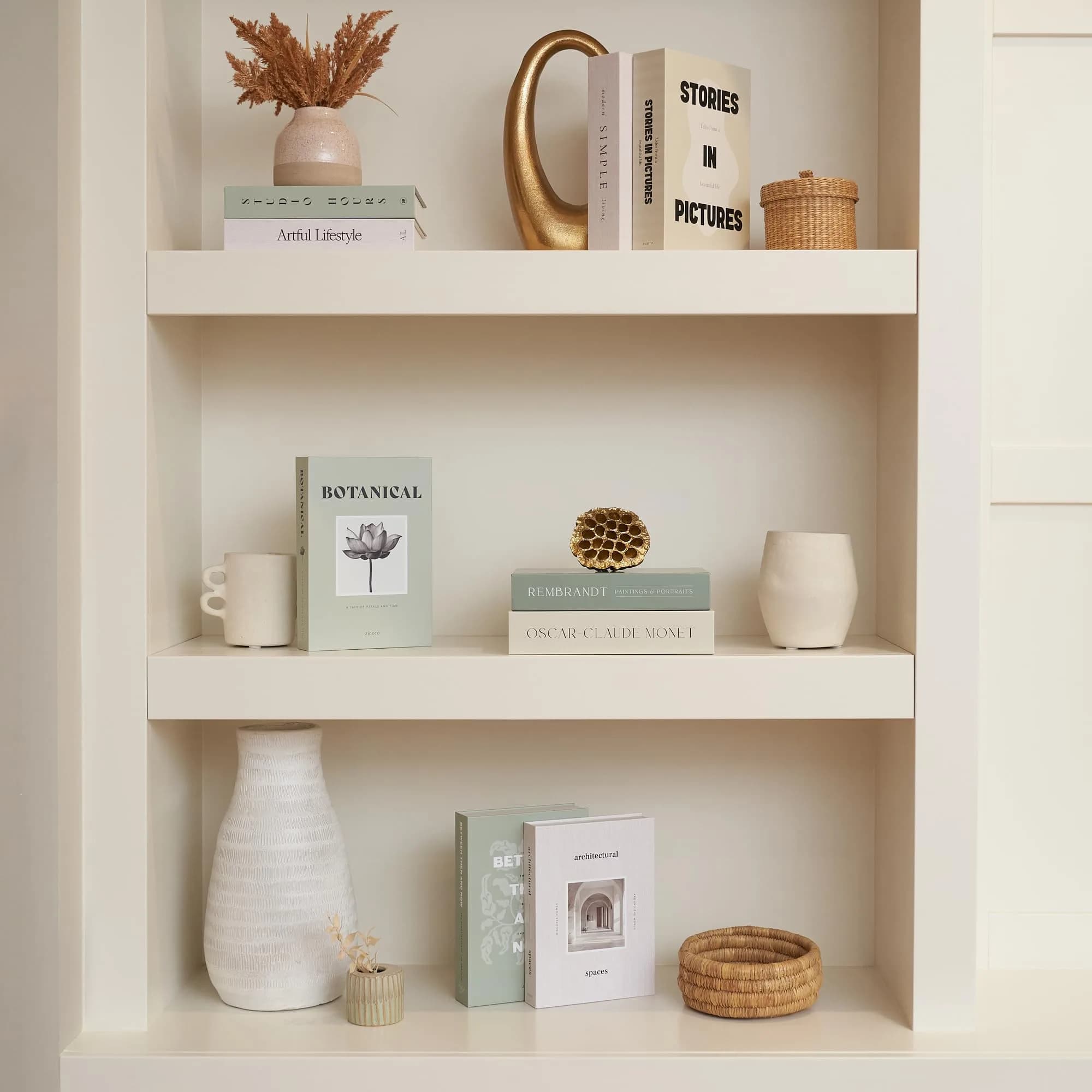 ZICOTO Decorative Faux Books Set of 9 | 24.1 cm (9.5") x 16.5 cm (6.5") x 5.1 cm (2") | Modern Sage & Beige Aesthetic Home Decor - view 2