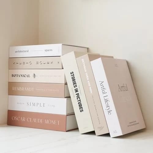 ZICOTO Decorative Books Set of 9 | 24cm (9.37in) Length | Faux Books for Coffee Table Decor — Brown